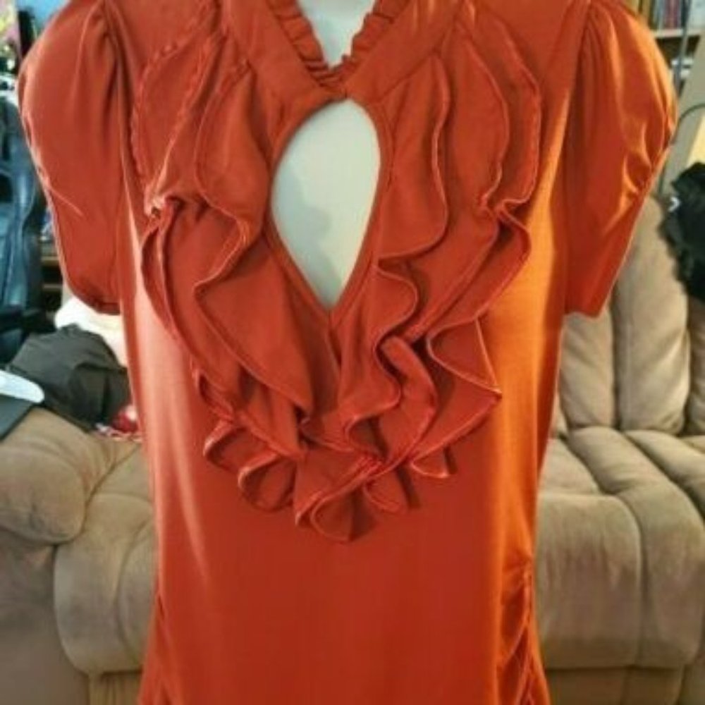 Rust Heart Soul Open/Close Clasp Top, Ruffle